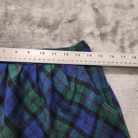 Old Navy Skirt Womens 6 Blue Green Black Plaid Pleated Mini A-Line Zip Preppy - Picture 5 of 7